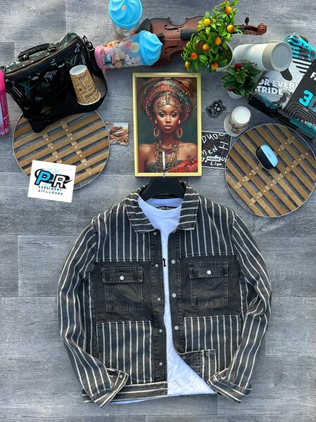 Veste en denim rayée tendance