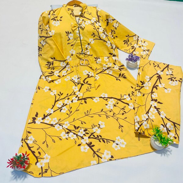 2 Piece Prined Cotton Frock