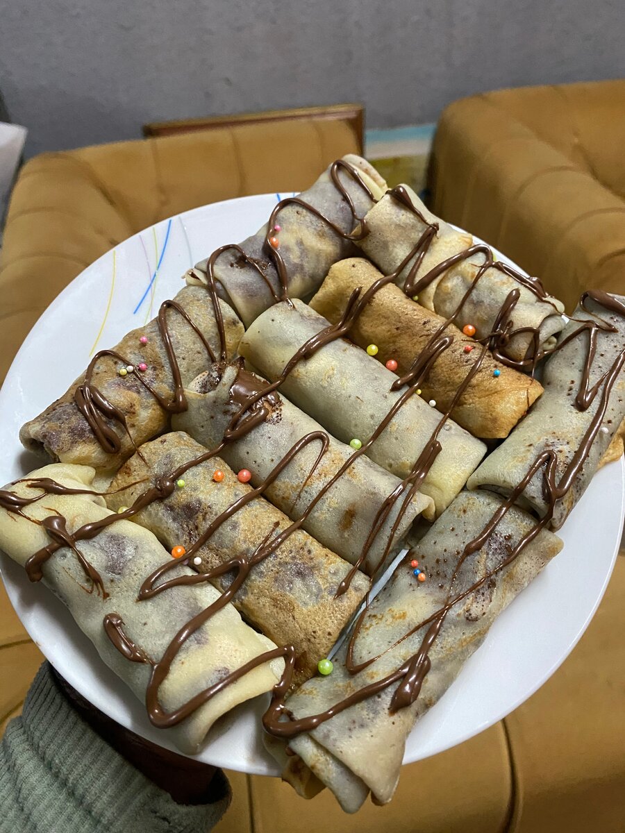 Crêpes tartinées de chocolat
