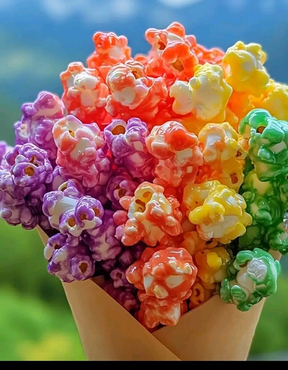 Popcorn arc-en-ciel coloré
