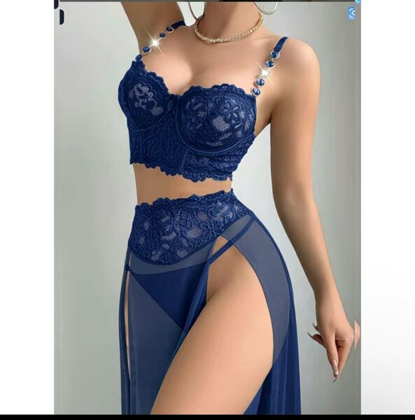 Ensemble Lingerie Dentelle Bleue