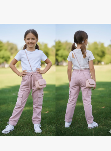 Pantalon cargo rose fille