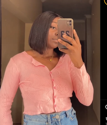  Short knitted cardigan with buttons pink size:S