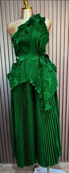 Charming women's dress color green Size : 8-16