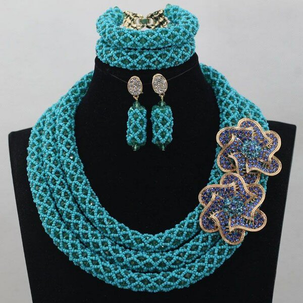 Ensemble de Bijoux Tressés Émeraude