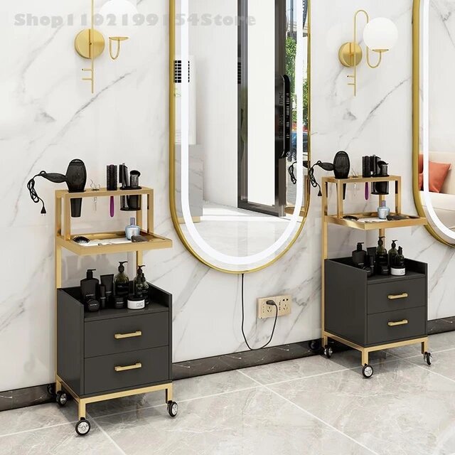 Chariot auxiliaire de salon de coiffure en fer moderne avec