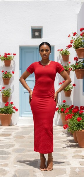 Robe Rouge Élégante Été