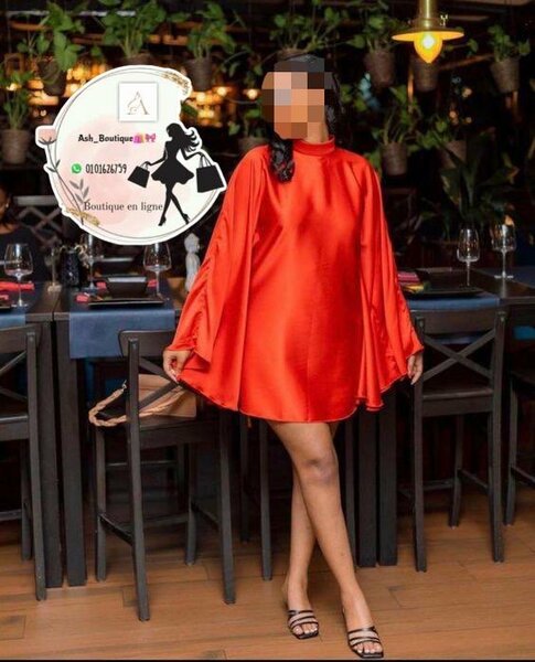 Robe trapèze satin rouge