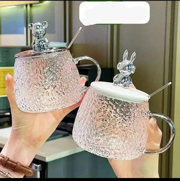 Glass cup with spoon