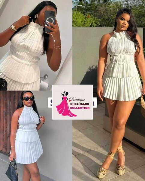 Robe Plissée Chic Sans Manches