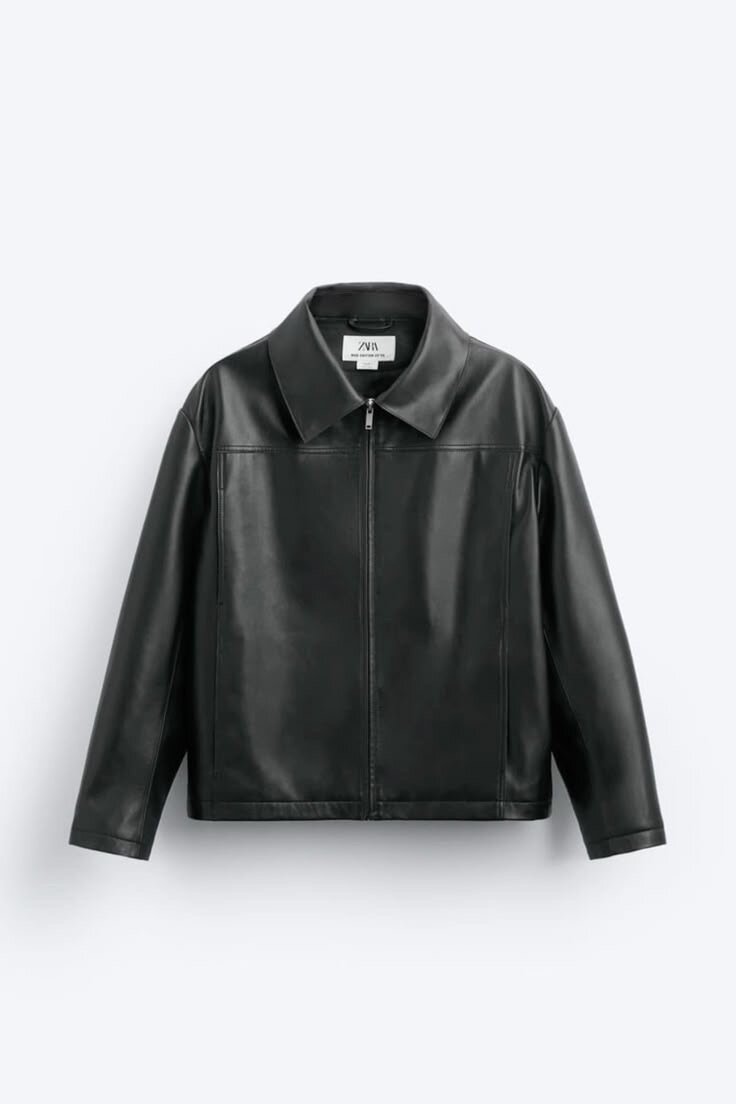 Veste en cuir noir homme tendance