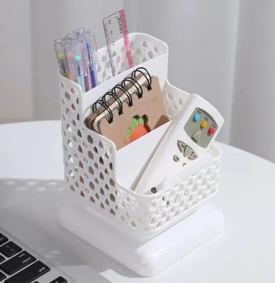 Top Quality Office Organizer ( Height 6 inch Width 3 inch Length 4 Inch ) Desktop Pen Storage Box Pencil Brush Pot Pen Holder Makeup Brush Plastic Container Desk Organizer