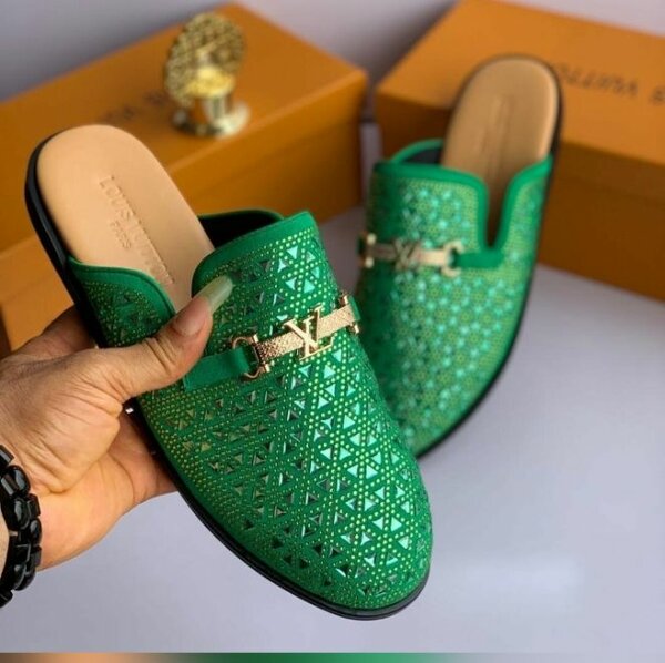 Luxury Luis Vuitton perforated leatherleather loafers