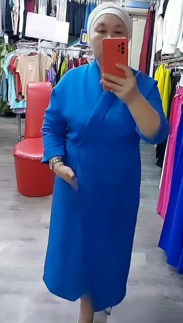 Платье макси синее с запахом