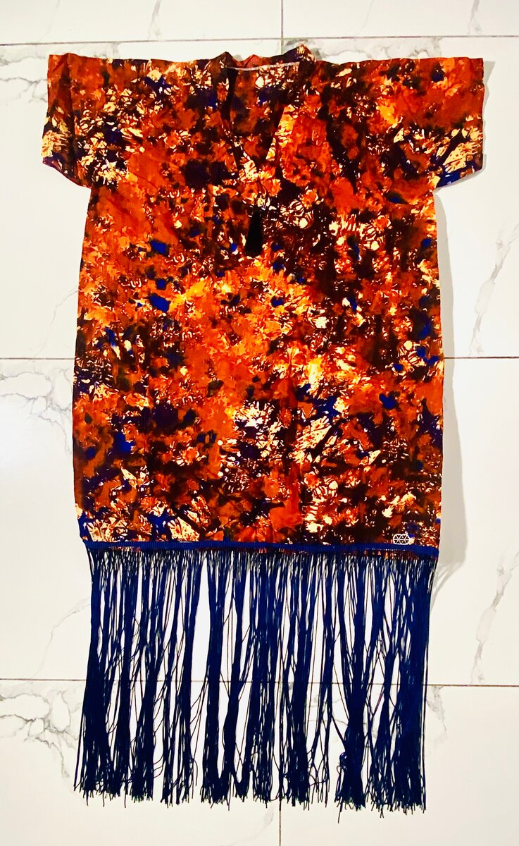 Robe Kaftan Frangée Colorée