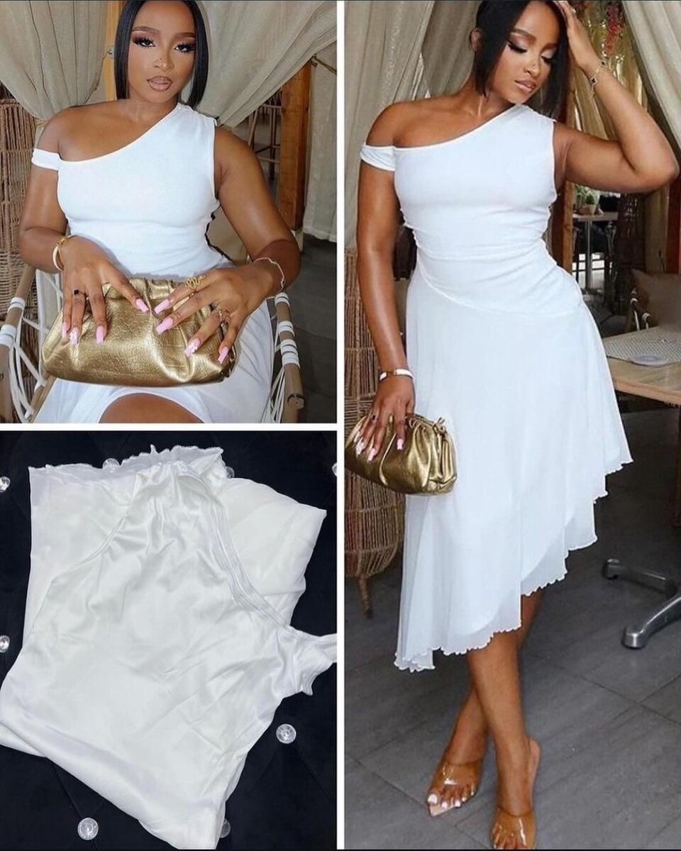 Robe élégante asymétrique blanche