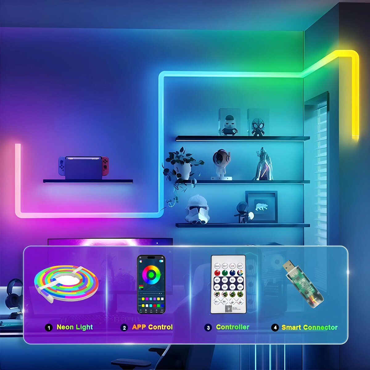 Bande LED Néon RGB 5m télécommande
