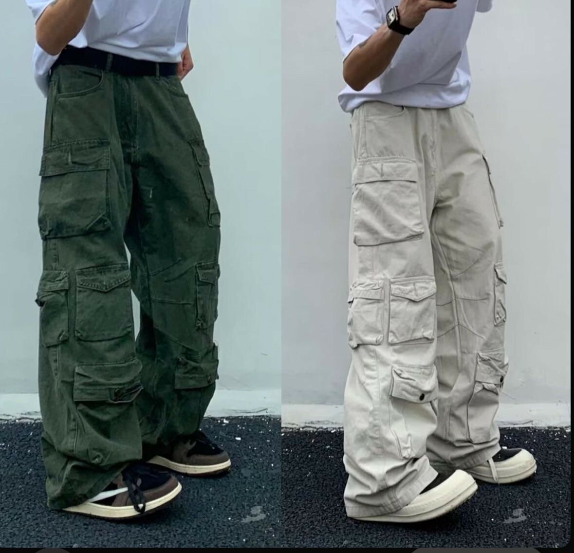 Pantalons cargo larges homme