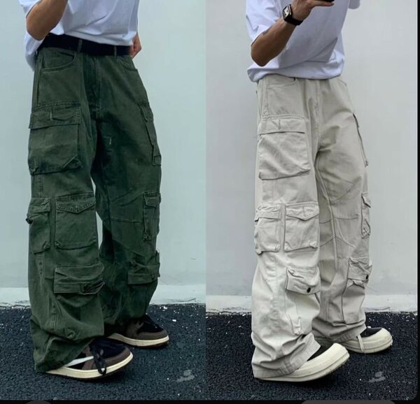 Pantalons cargo larges homme