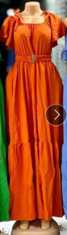 Robe longue d'été avec liens sur les épaules et une bretelle, orange