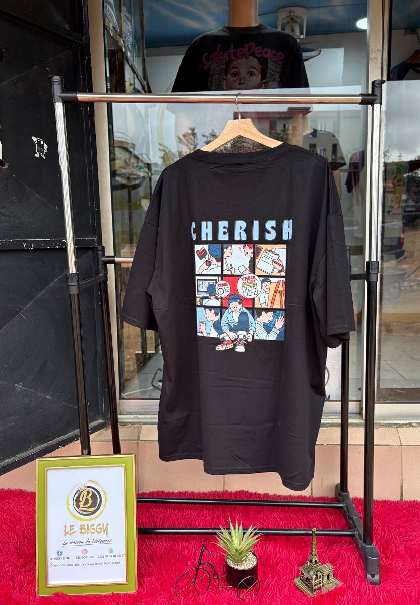 T-shirt noir "Cherish" unisexe