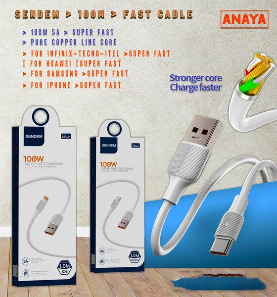 100W Super Fast Charging USB-A  cables