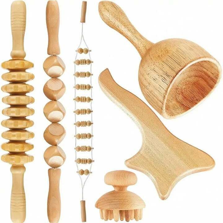 Ensemble d'outils de massage en bois