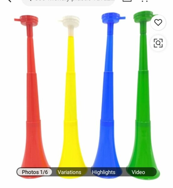 Vuvuzelas colorées en plastique