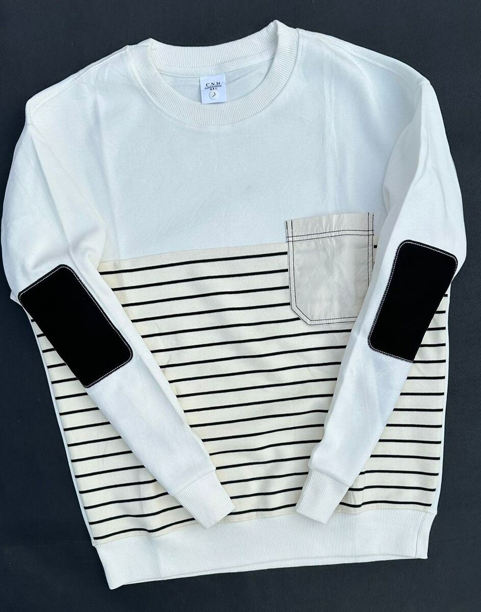 Pull rayé avec coudières