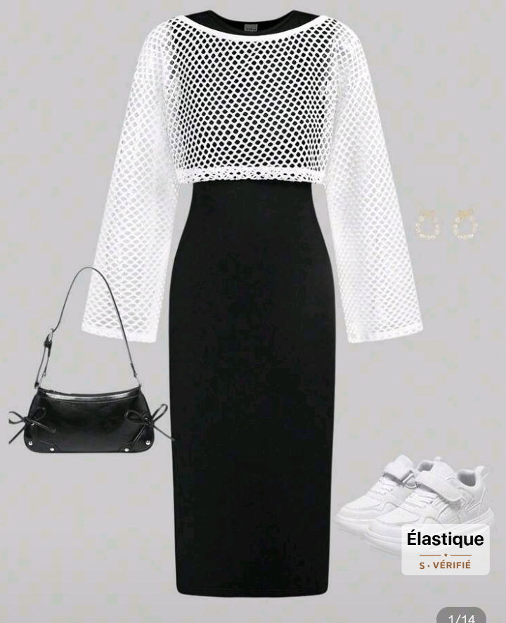 Robe noire avec haut en maille