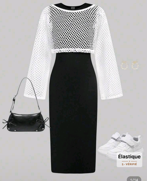 Robe noire avec haut en maille