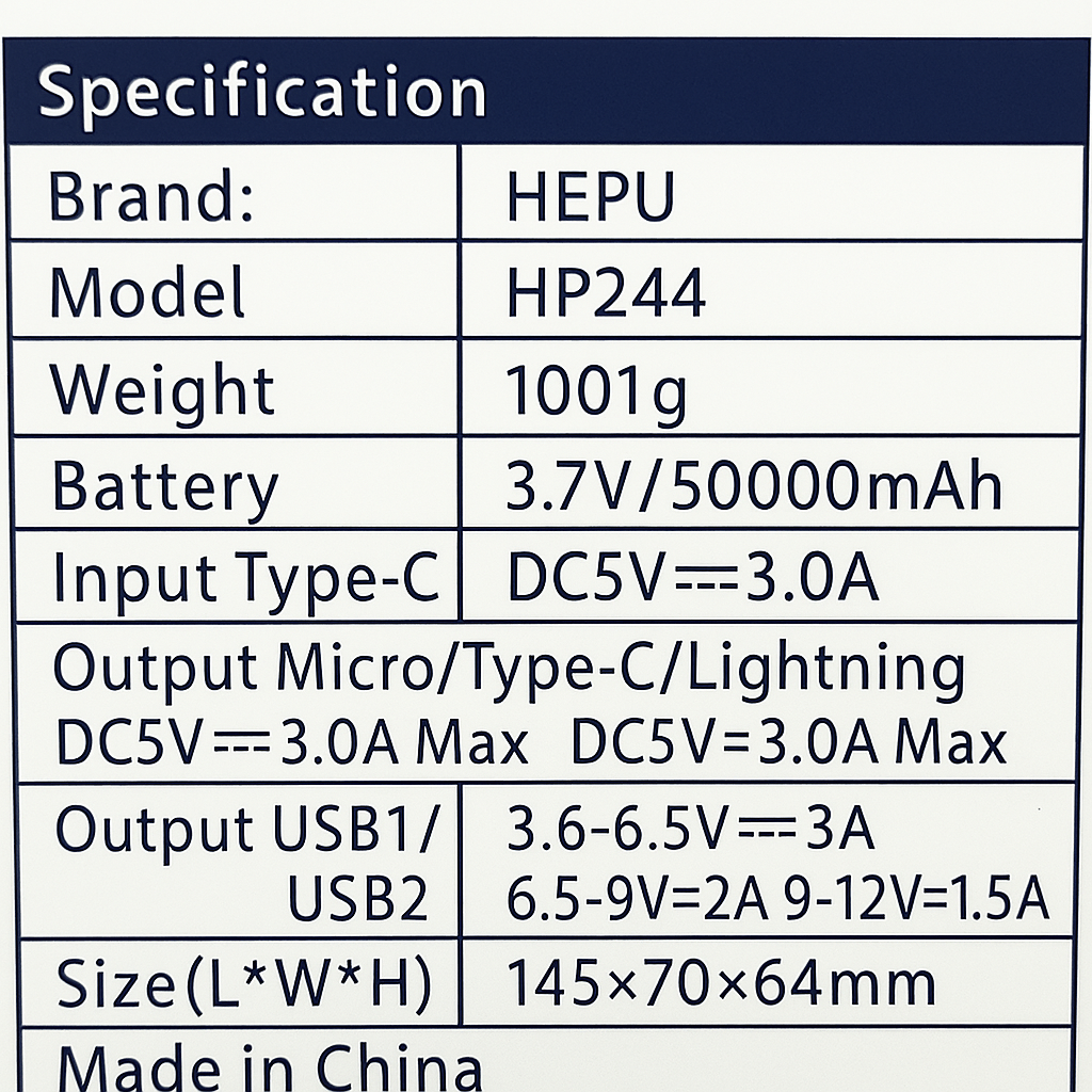 HEPU Power Bank 50000mAh