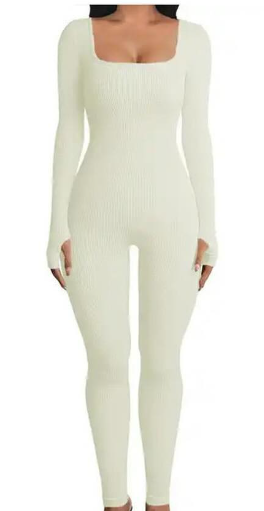 Long sleeved ribbed romper