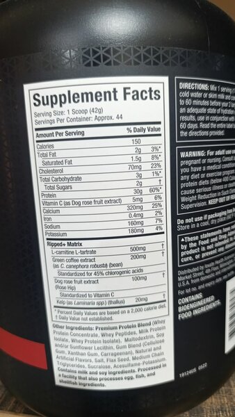 MUSCLE TECH NITRO TECH RIPPED +WEIGHT LOSS PROTEIN