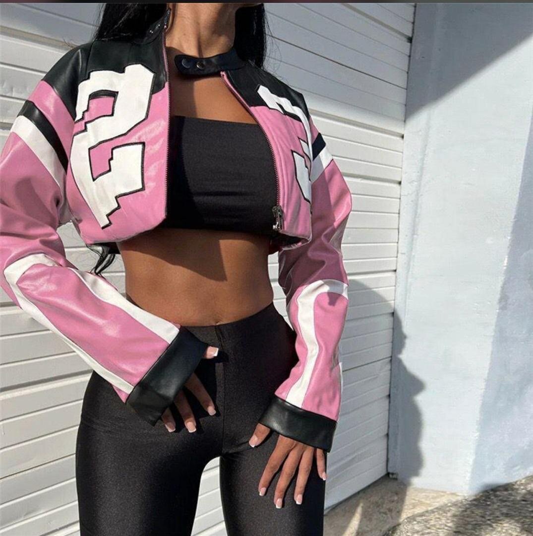 Veste Motard Cropped Femme