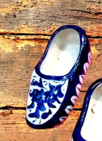 Blue Pottery Wall Hanging Shoes 
