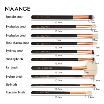 MAANGE 15 Pcs Professional Makeup Brushes Set Powder Foundation Eye shadow Blush Blending Lip Make Up Beauty Cosmetic Tool Kit