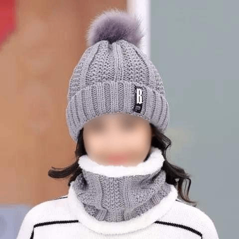 Beanie Wool Cap with Neck Warmer