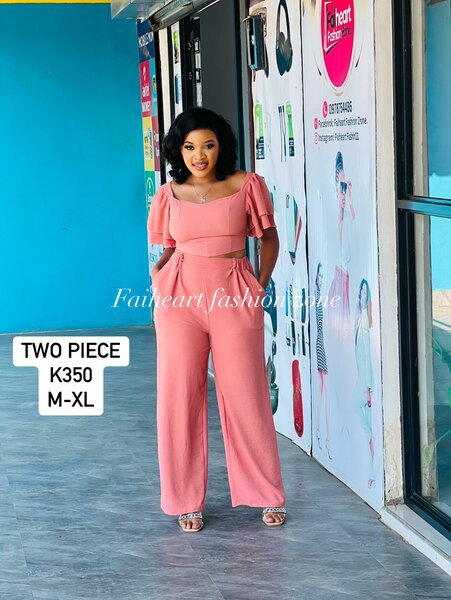 Women's set in light pink, short-sleeved top and pants