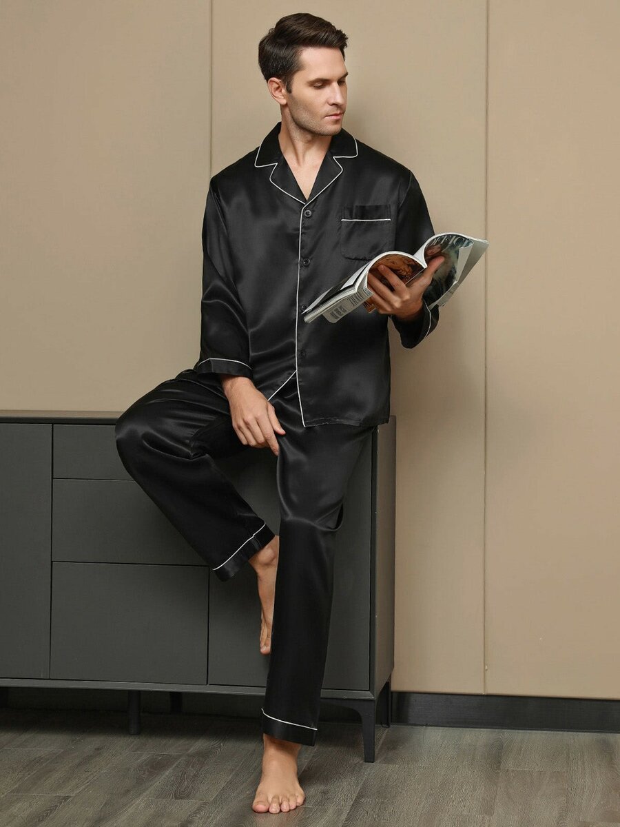 Long PREMIUM SILK PAJAMAS - Men , Women Sleep / Lounge Wear