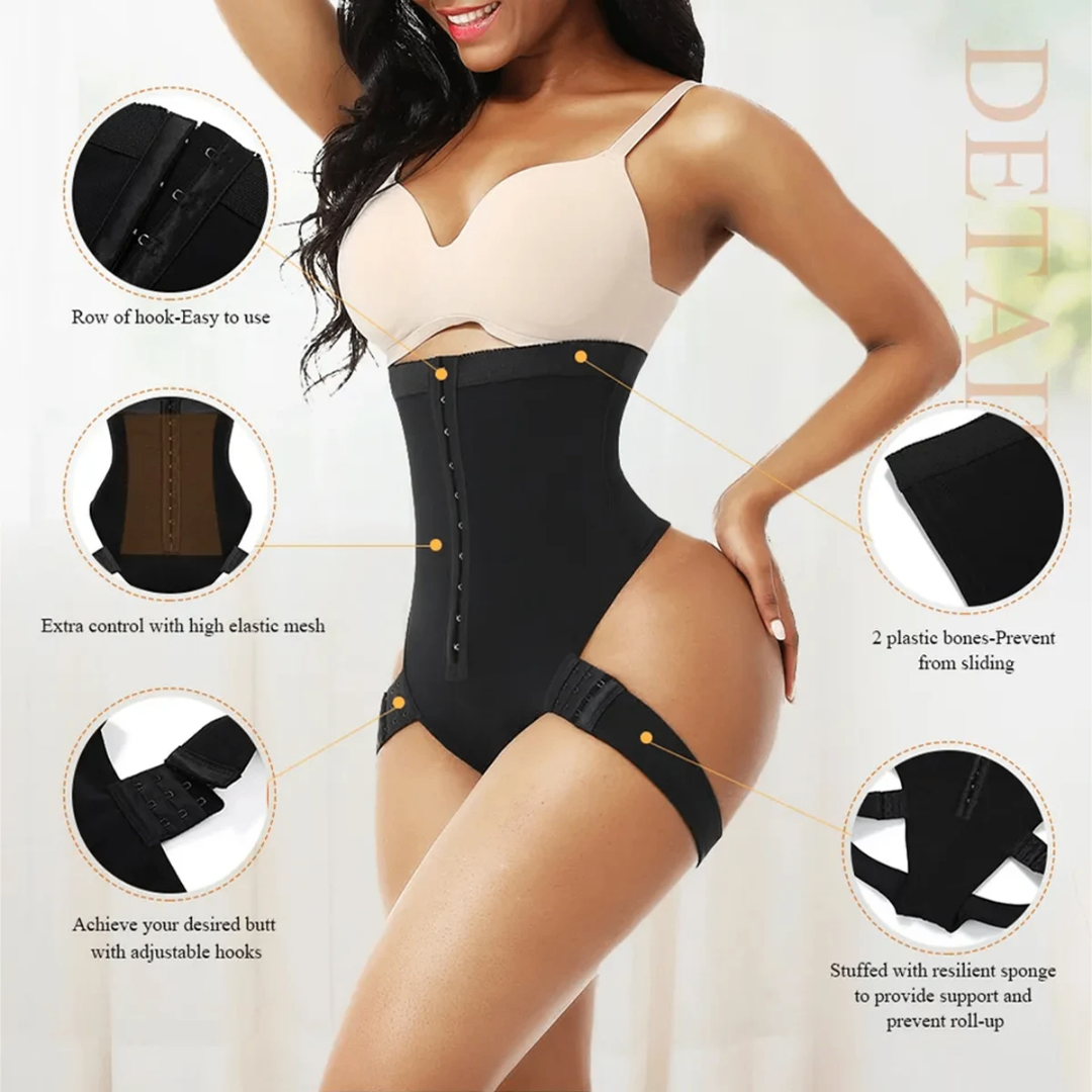 (M-3xL) High Waist hook tummy butt lifter sleeve body shaper