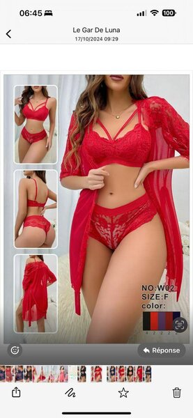 Ensemble de lingerie rouge séduisant