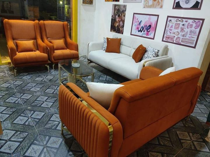 orange and white furniture set