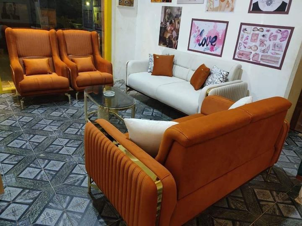 orange and white furniture set