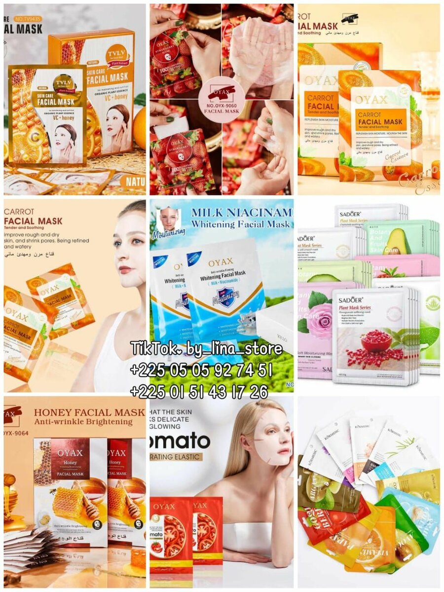 Masques de visage disponible à 350