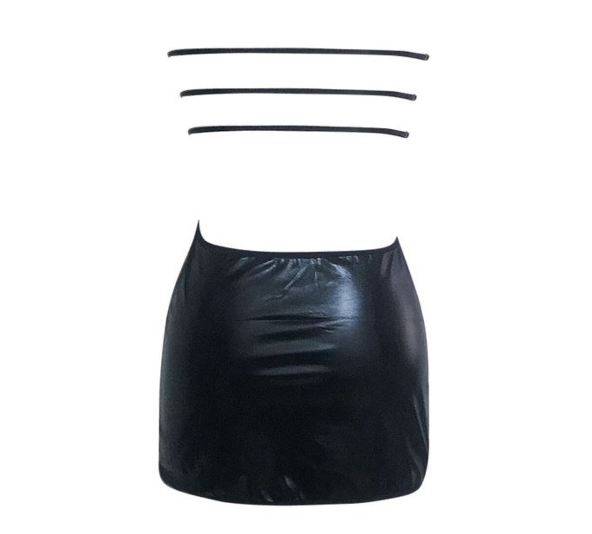 (Black)Lingerie Latex Mini Dress Underwear Women Sleepwear