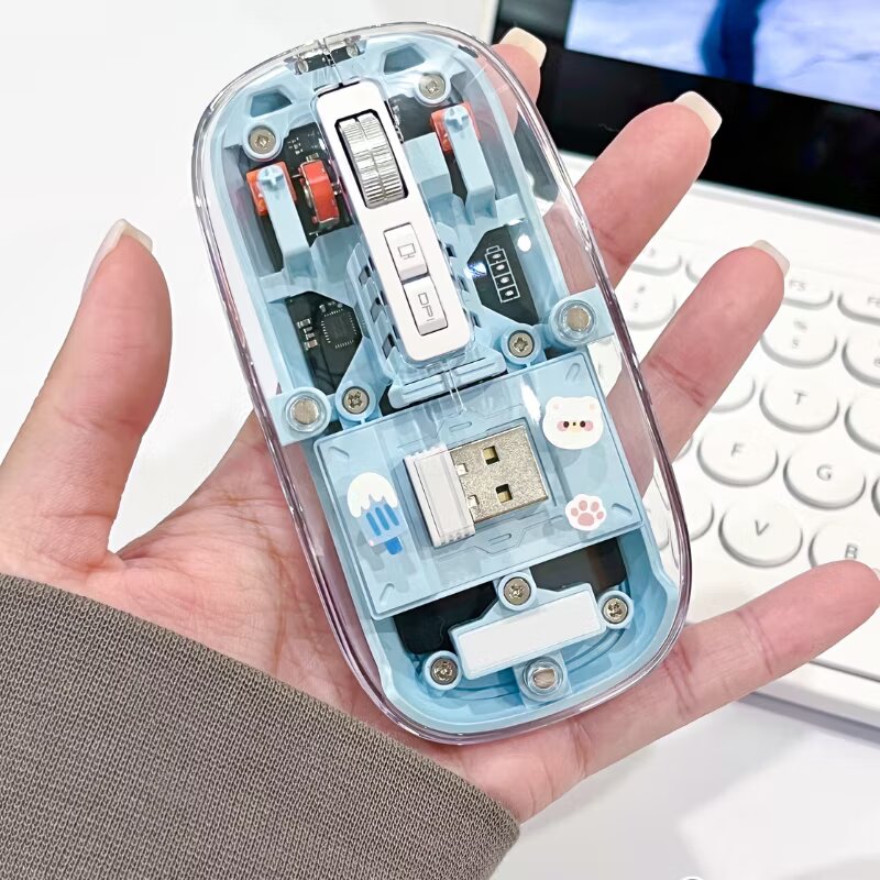 Bluetooth + 2.4G Transparent Rechargeable Mouse - Dual-Mode