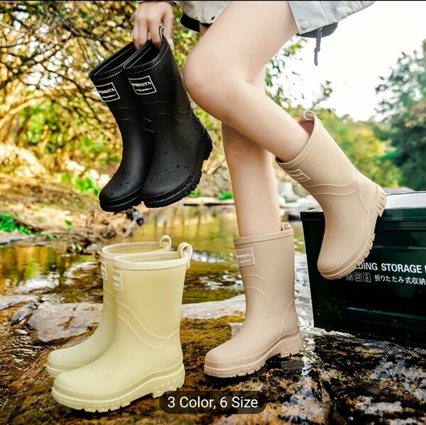 Women's Waterproof Warm Fleece-Lined Mid-Calf Rain Boots