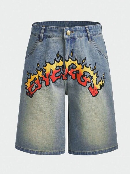 Men Flame letter Print Mid