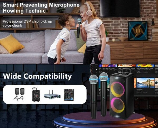 2 Wireless handheld microphone with charger battery